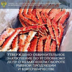 В Генеральной прокуратуре Российской Федерации утверждено обвинительное заключение по уголовному делуо незаконном обороте рыбной продукциии взяточничестве